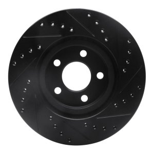 Chrysler PT Cruiser Brake Rotor (1) - Front Left - R1 Concepts - Drilled & Slotted - Black - `03-`09